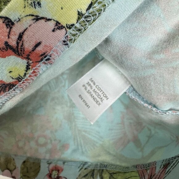 J. Jill Blue Tropical Floral Above Knee Cotton Knit Skirt Elastic Waist Sz Large - Picture 4 of 5